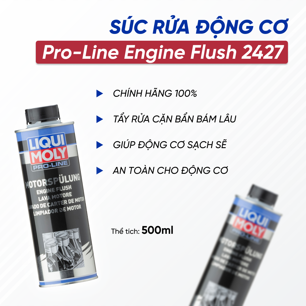 Dung Dịch Súc Rửa Động Cơ Liqui Moly Pro-Line Engine Flush 2427 500ML | Dung Dịch Súc Rửa Động Cơ Mang Lại Hiểu Quả Làm Sạch Sâu Bên Trong Động Cơ, Giúp Xe Tiết Kiệm Xăng, Êm Ái Hơn Khi Sử Dụng