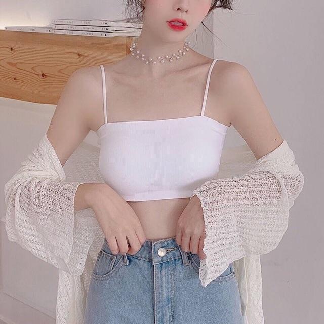 Áo Bra 2 Dây Đúc Su Thun Lạnh Đệm Mút Tháo Rời TOPBRA