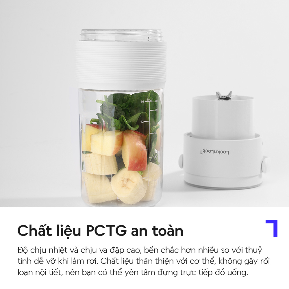 Máy Xay Sinh Tố Cầm Tay LocknLock Vacuum Portable Blender EJJ346IVY 475ml, Hàng Chính Hãng, Chức Năng Hút Chân Không - JoyMall