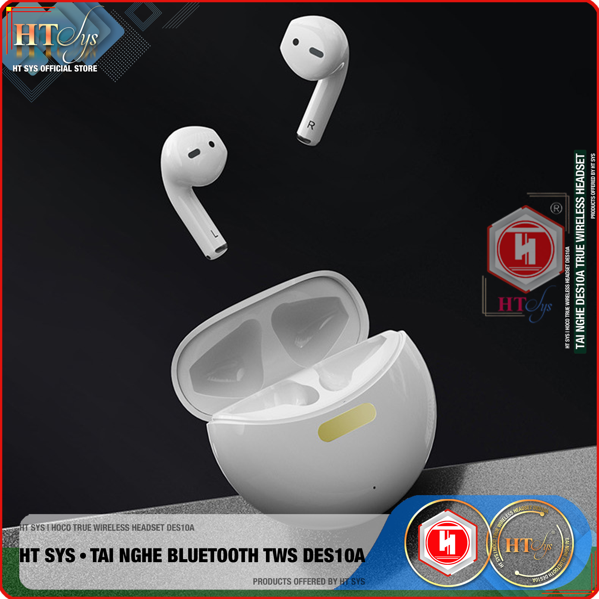 Tai Nghe Bluetooth Nhét Tai HT SYS hocoDES10A - Tai Nghe Bluetooth 5.1 Chip JL AC6983 -Dock Thiết Kế Hình Tròn Độc Đáo Pin Dock Sạc 320mAh - Thời gian sử dụng 4h -Âm BASS Cực Hay- [ Hàng Nhập Khẩu ]