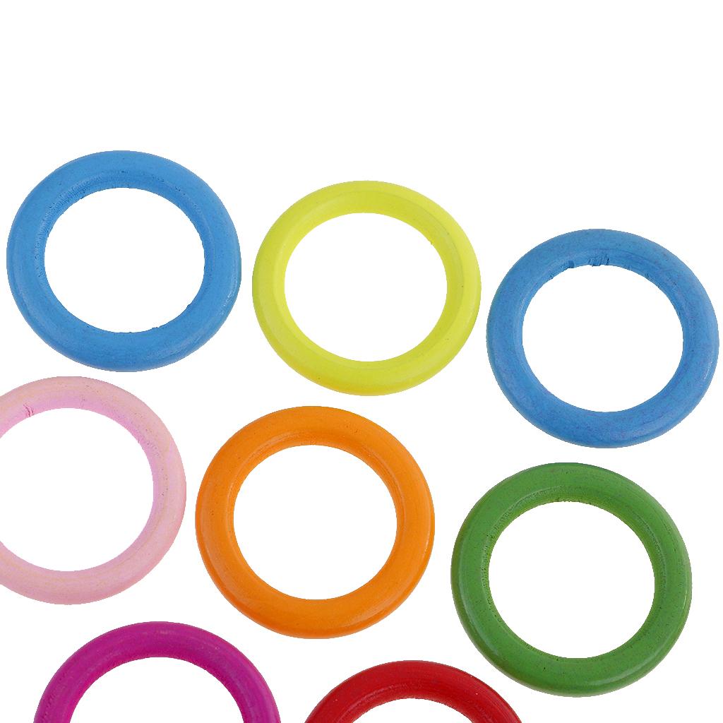 50pcs Colorful Wood Loop Rings for Pendant Connectors Jewelry Making Craft