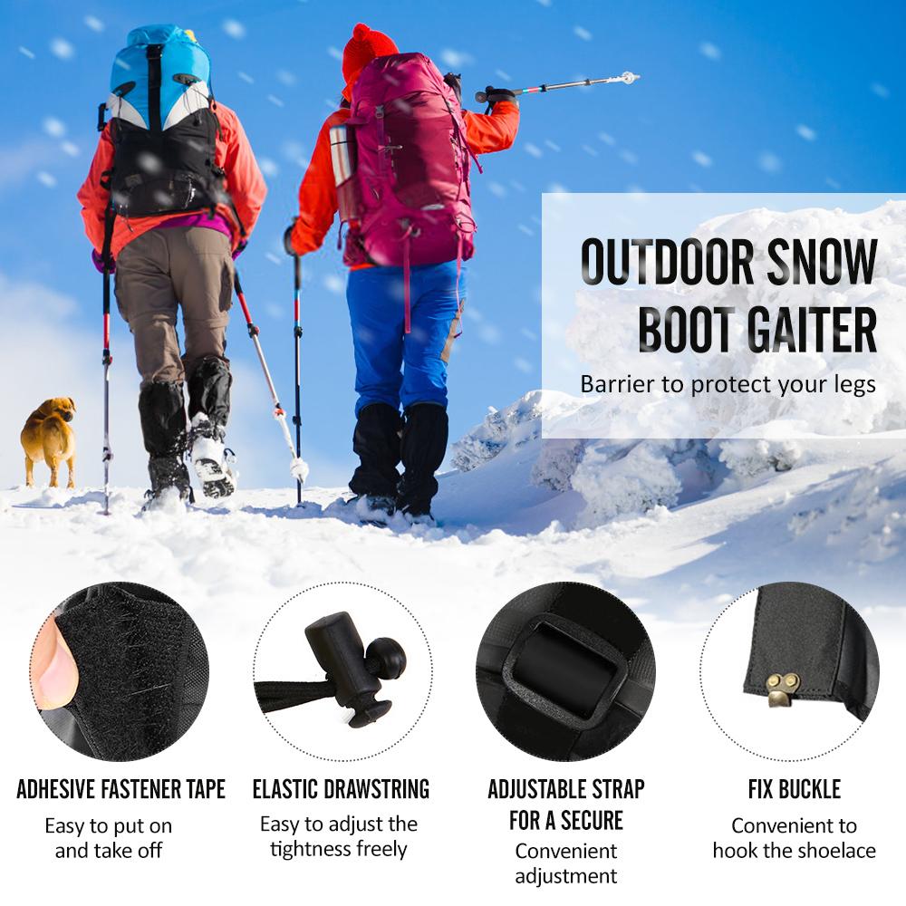 1 Pair Outdoor Snow Boot Gaiter Adjustable Drawstring Shoe Gaiter Snow Resistant Shoe Gaiter for Hiking Skiing Climbing