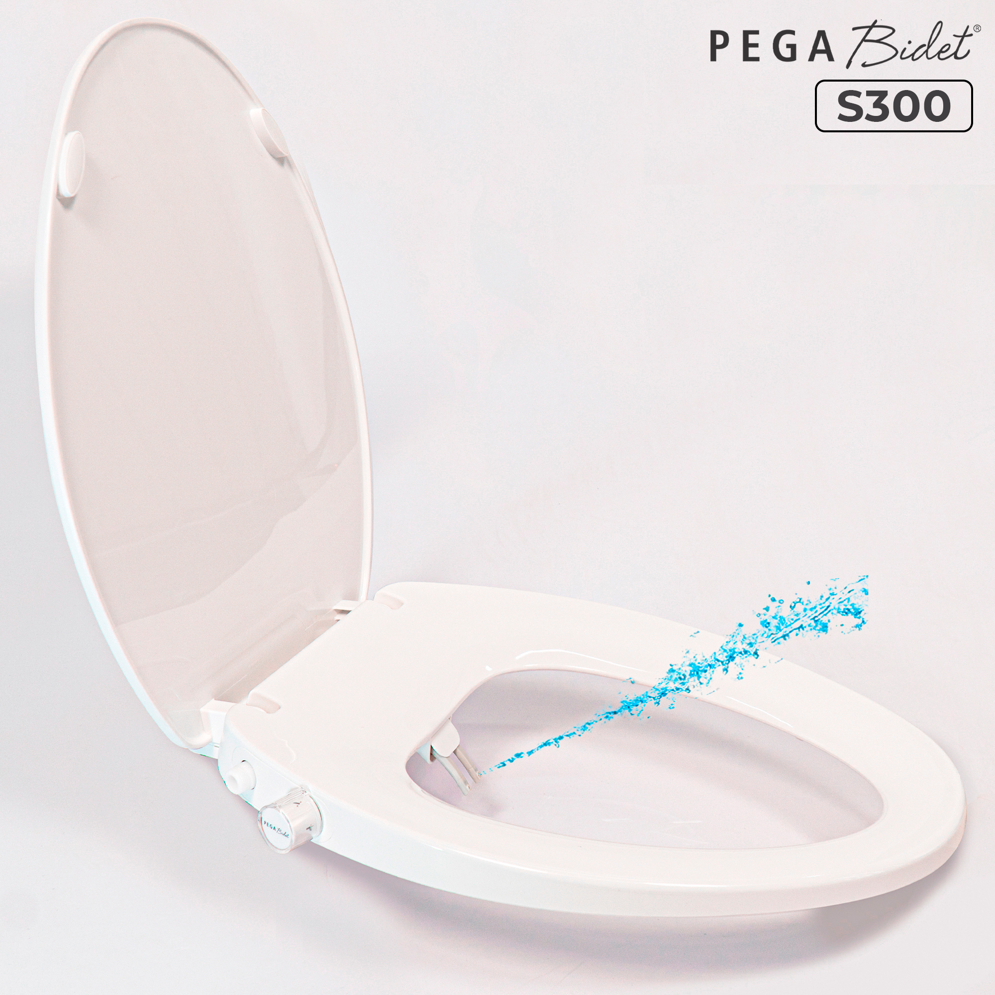 Nắp bồn cầu thông minh PEGA Bidet S300, 2 vòi phun, có vòi vệ sinh dành riêng cho phụ nữ, không dùng điện, hoạt động bằng áp lực nước - bán chạy tại Mỹ