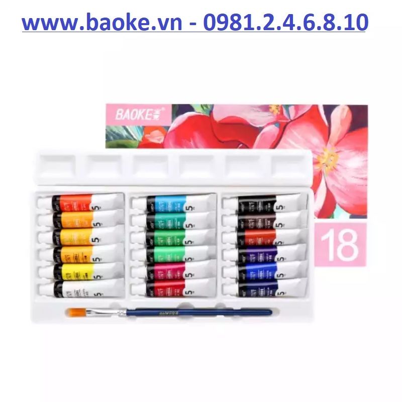 Màu nước Acrylic 18 màu Baoke 804-18