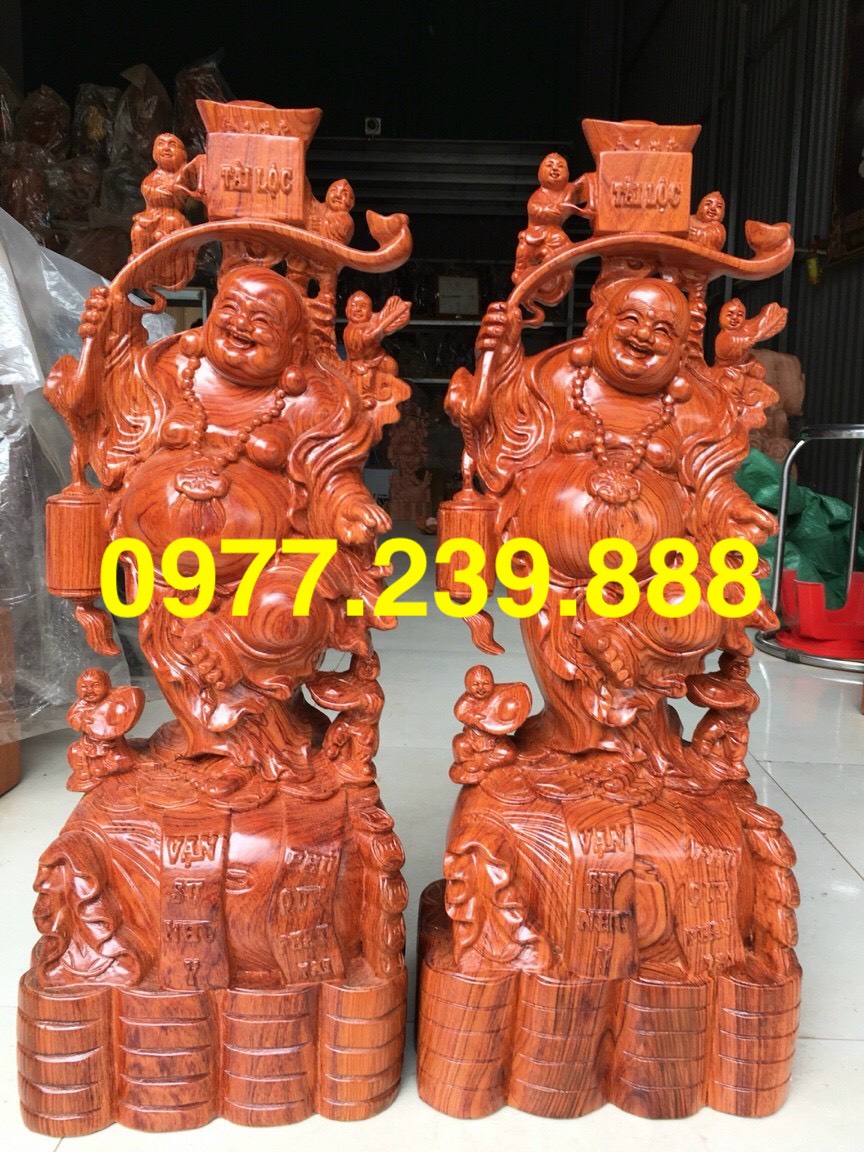 Tượng di lặc ngũ phúc gỗ hương 80cm