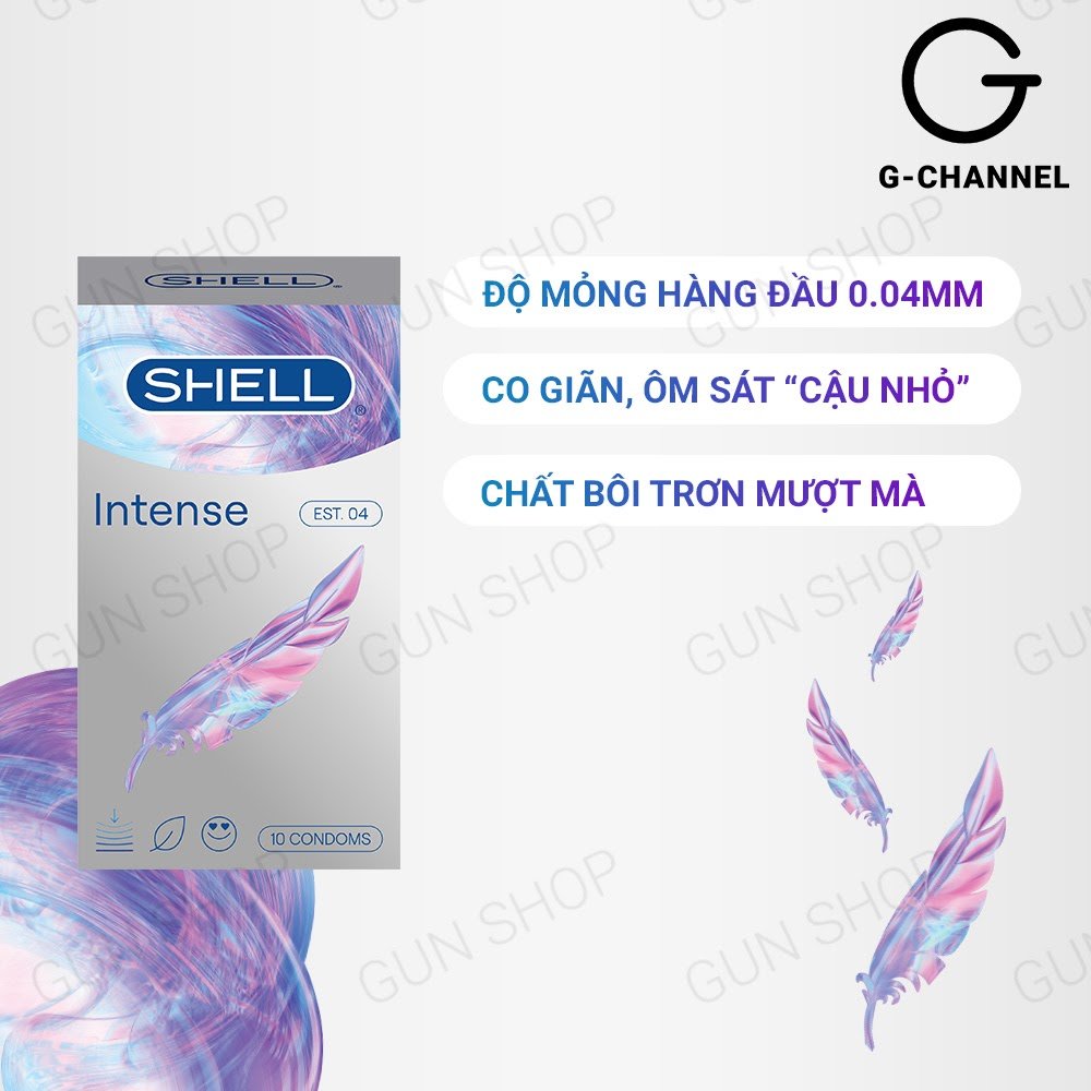 [Hộp 10 cái] Bao cao su Shell Intense - Siêu mỏng 0.04mm