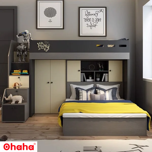 [Miễn phí giao hàng và lắp đặt tại TP.HCM] GIƯỜNG TẦNG THÔNG MINH ĐA NĂNG OHAHA - GTĐN003