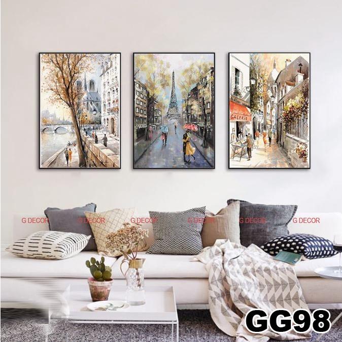 Tranh treo tường canvas 3 bức phong cách hiện đại Bắc Âu 188, tranh trừu tượng trang trí phòng khách, phòng ngủ, spa