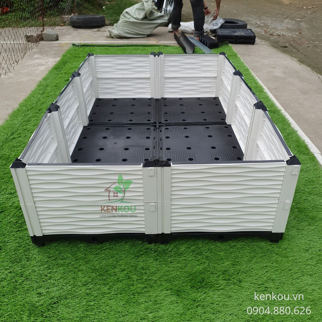 Chậu ghép trồng cây L150 x W50 x H38 Chậu thông minh Việt Nam trồng rau, hoa, cây cảnh tại nhà