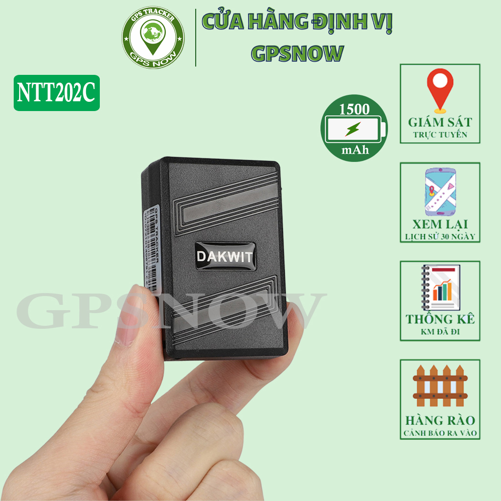 Định vị gps không dây NTT202C 1500 mAh ưu đãi kèm sim 4G Mobifone