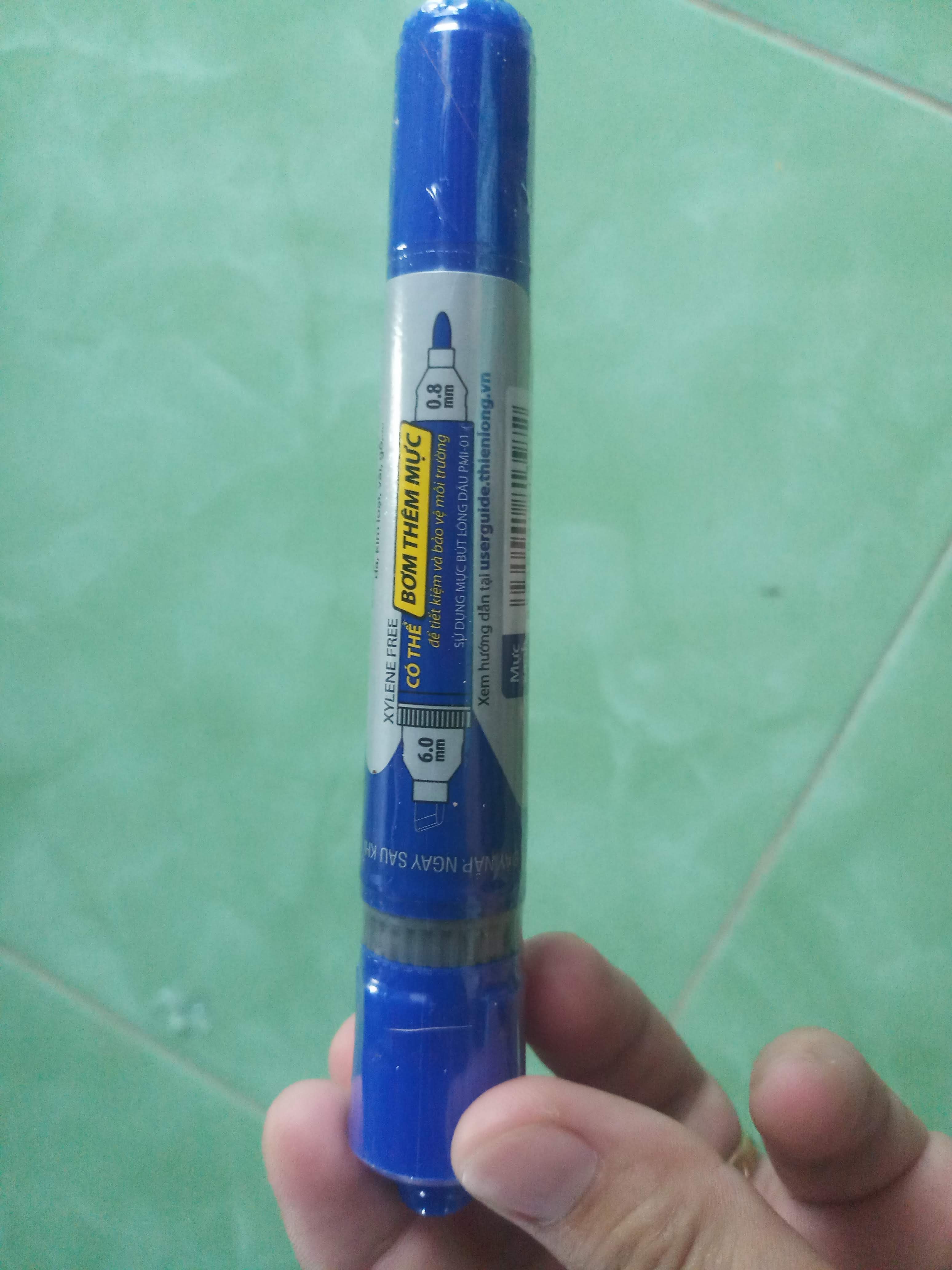 Hộp 10 bút lông dầu 2 đầu Thiên Long mực xanh và đỏ PM-09