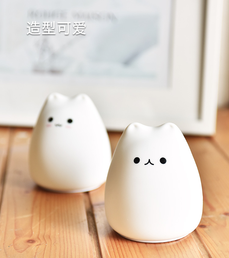 Đèn ngủ mèo silicon siêu cute nhiều chế độ sáng, Tiết kiệm điện- Kèm pin sẵn