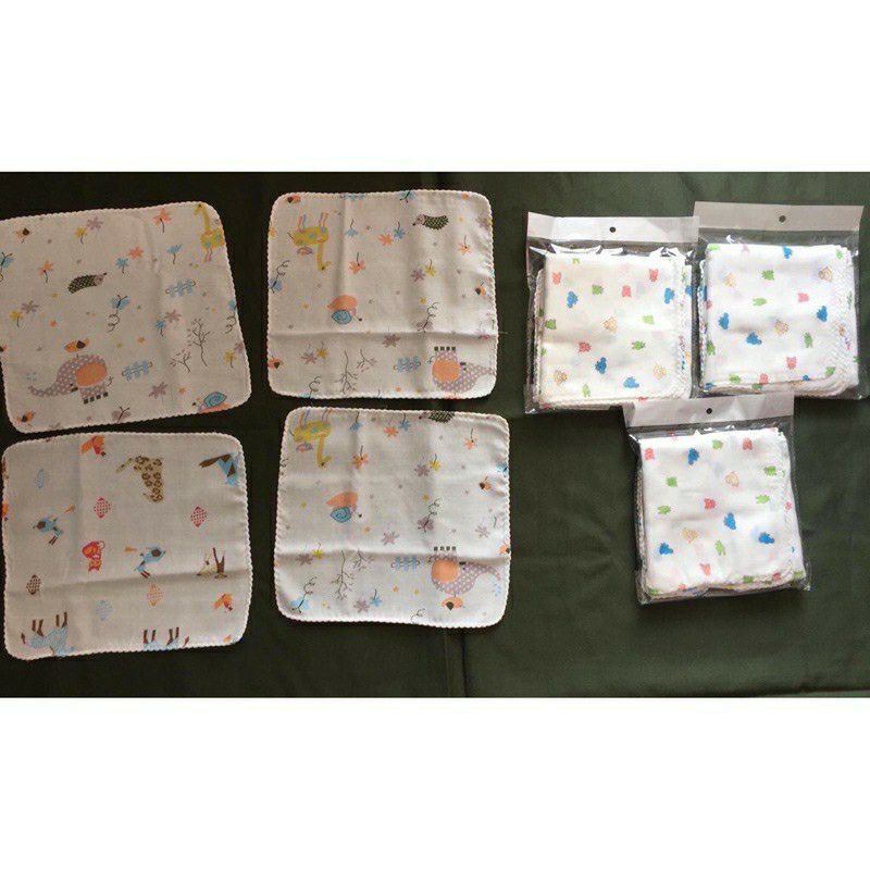 Hộp 10 khăn sữa xô in hình cao cấp cho Bé Aiko