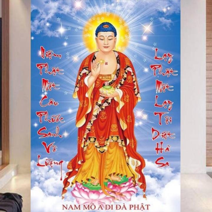 Tranh đá Phật A Di Đà LG1391 - kích thước: 50 * 72cm.