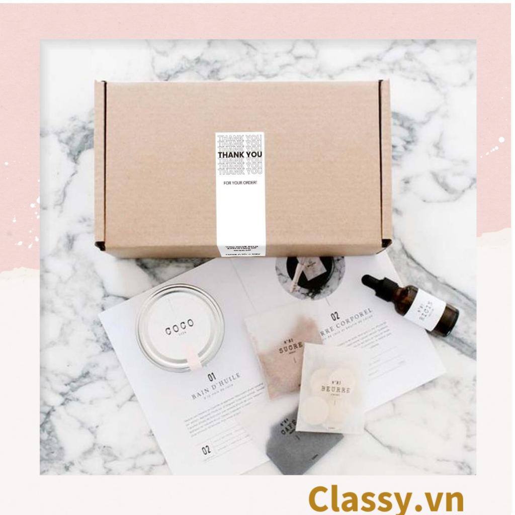 50 Nhãn dán hộp sticker 3*9cm giấy C bóng họa tiết vintage dùng để trang trí, niêm phong Q1704