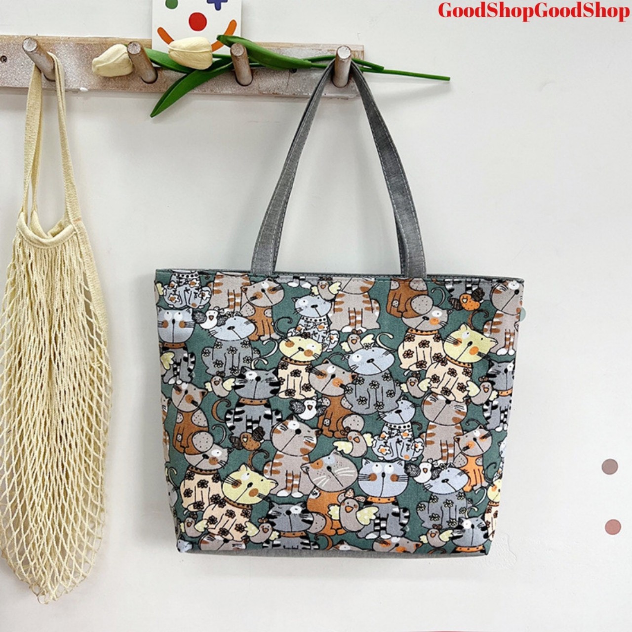 Túi tote túi vải canvas phong cách Hàn quốc có khóa miệng và ngăn phụ bên trong tiện lợi thời trang NEW-0091