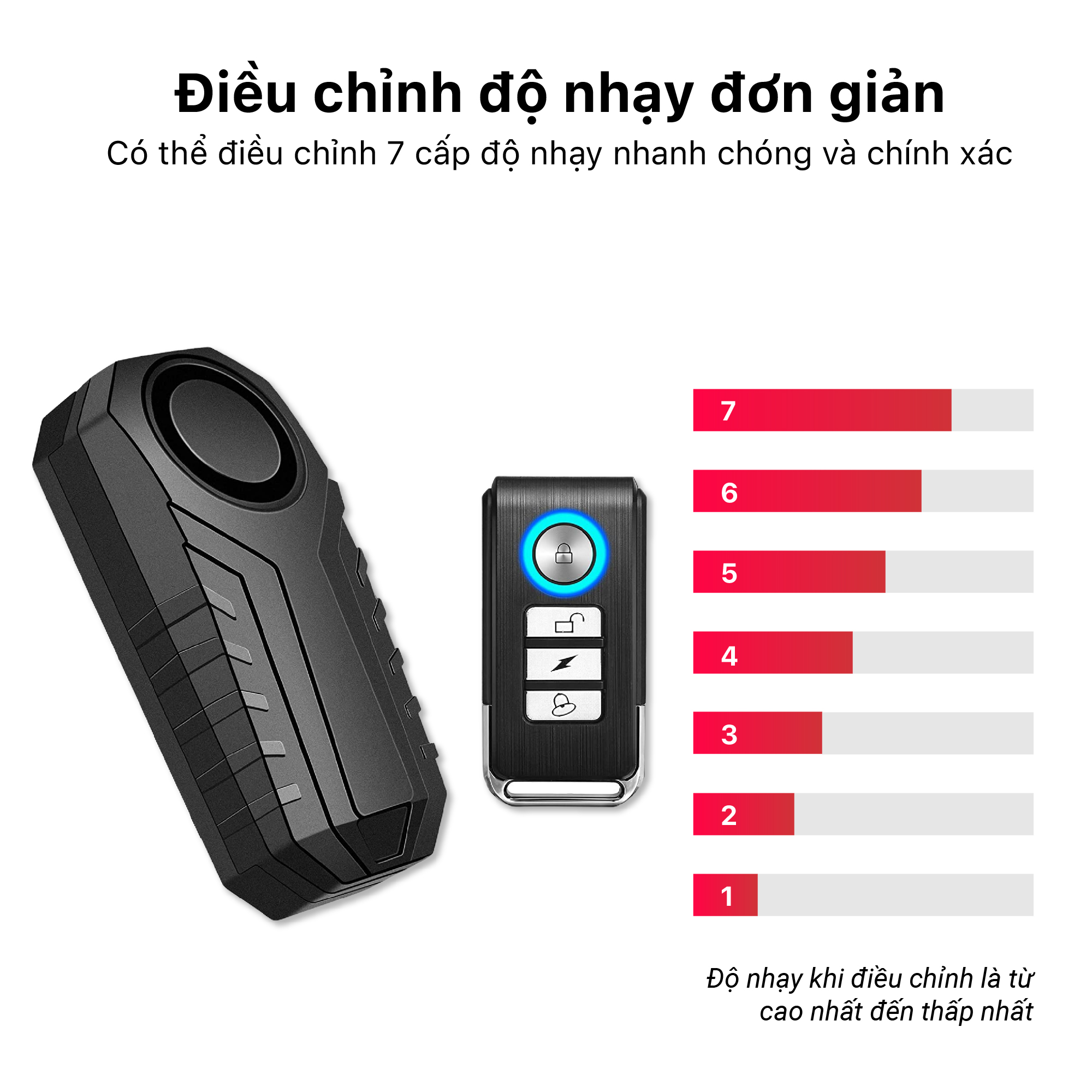 Khóa chống trộm xe máy có còi báo động PINGRON PR-R06 - Chống nước tốt, có thể điều chỉnh độ nhạy, bảo hành 12 tháng