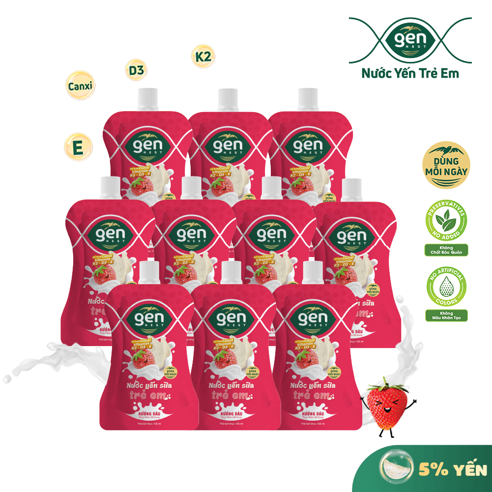 Combo 10 túi Nước Yến Sữa Gennest vị trái cây
