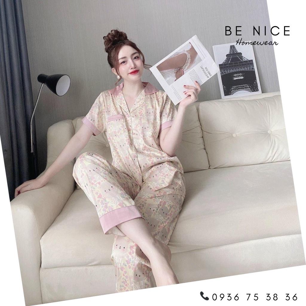 Set pijama lụa tay ngắn quần dài nhiều họa tiết cho nàng nhà Be Nice Homewear