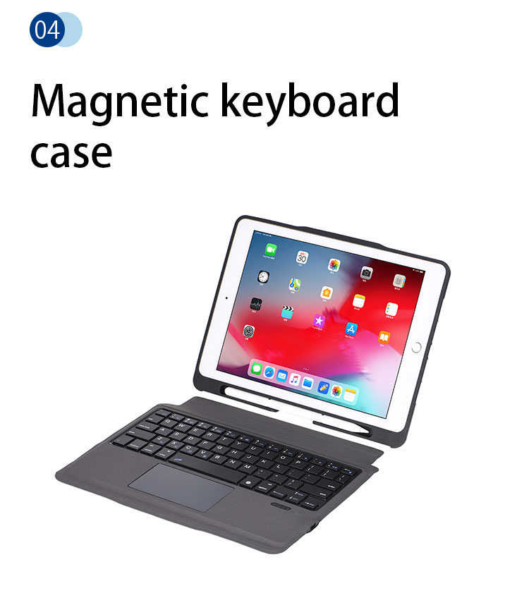 Bàn phím Bluetooth cho iPad 10.2 kèm bao da có thể tách rời, có touchpad Aturos T1095