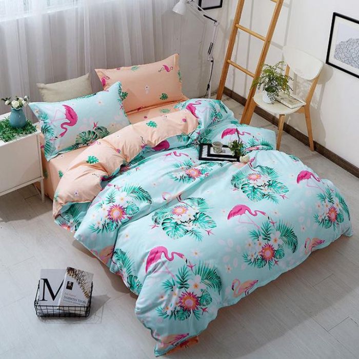 Bộ chăn ga gối Cotton cao cấp 1m6x2m hoa lá THC011