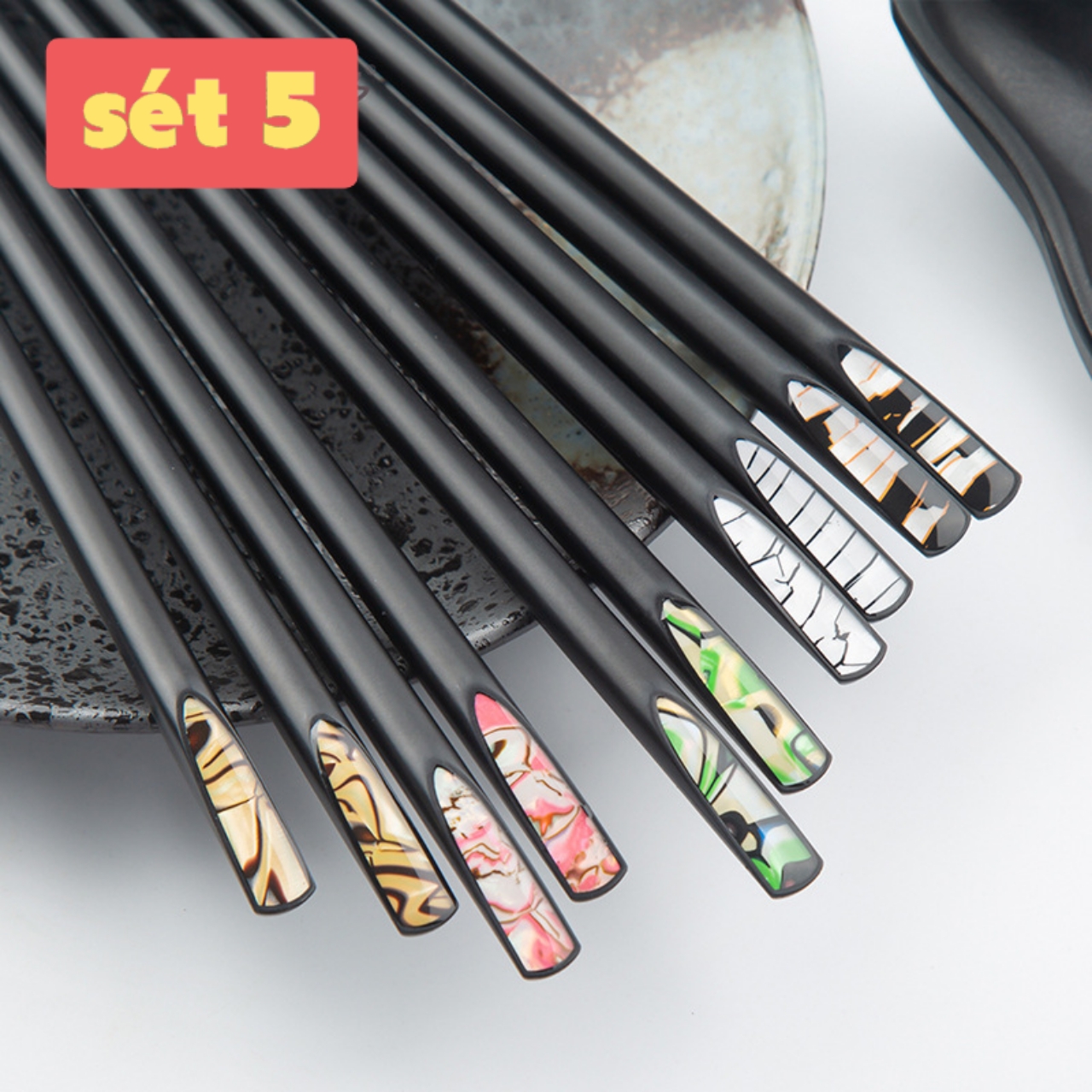 COMBO sét 5 đôi đũa ăn xuất nhật, kháng khuẩn làm từ sợi thủy tinh tổng hợp