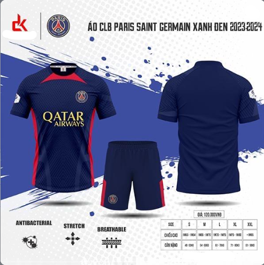 Quần áo Bóng Đá HD CLB PSG Xanh Đen 23/24 - Mẫu mới nhất