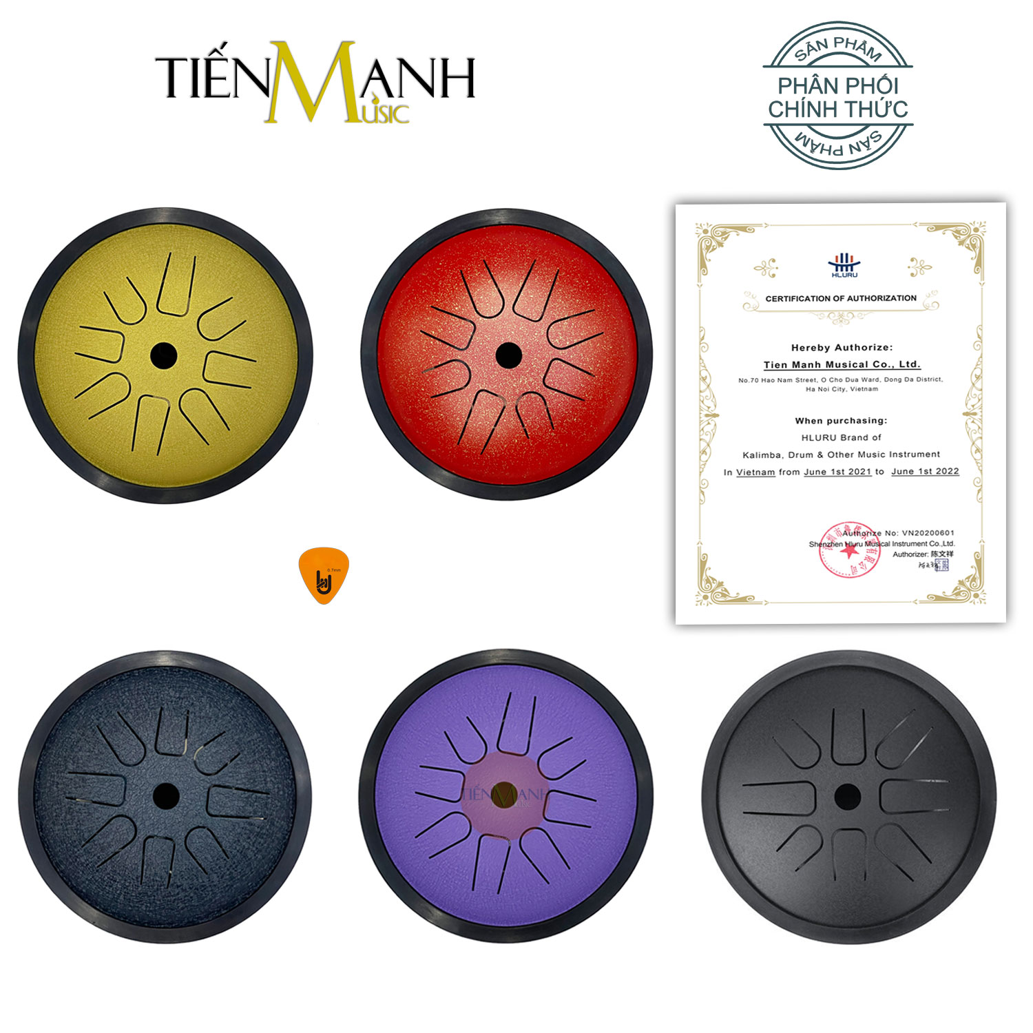 Trống Tank Hluru Drum Mini 8 Tone Tp8D Trống Không Linh Lưỡi Thép Steel Tongue Hàng Chính Hãng - Kèm Móng Gẩy Dreammaker - 8 Tone - Charcoal