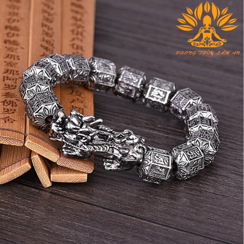 VÒNG TAY TỲ HƯU TITAN CHẠM KHẮC CHỮ PHẬT TÌNH DUYÊN MAY MẮN TÀI LỘC TẶNG KÈM HỘP GẤM CAO CẤP TÌ HƯU