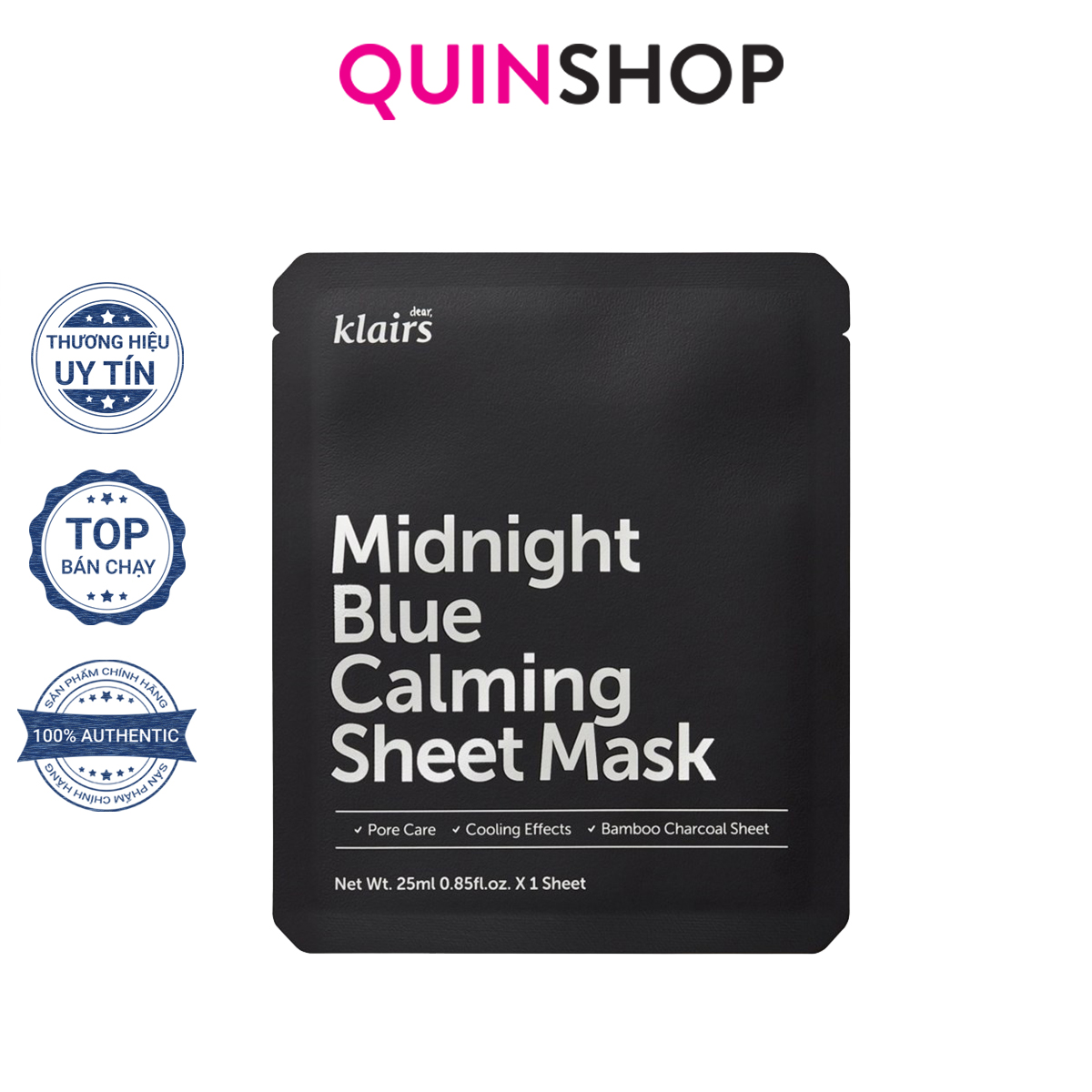 Mặt nạ dưỡng ẩm, làm dịu cho da nhạy cảm, kích ứng Klairs Midnight Blue Calming Sheet Mask 25ml