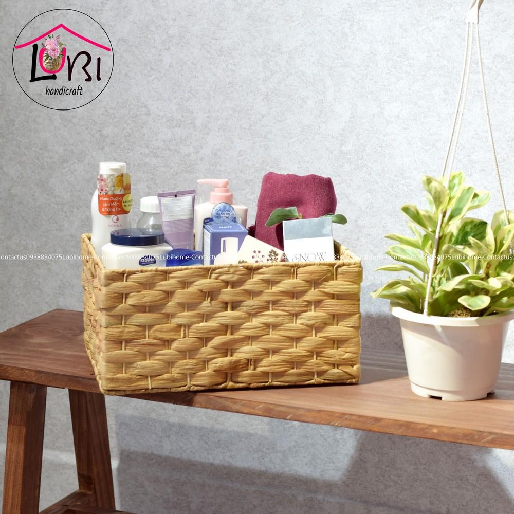 - Sọt đựng đồ lục bình hình chữ nhật đan vuốt dẹt sang trọng - LB073