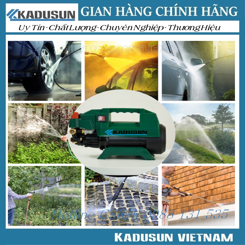 Máy rửa xe Kadusun | Lõi đồng 100% | Chỉnh áp lực | Máy rửa xe mini | Máy xịt rửa gia đình tặng bình bọt tuyết