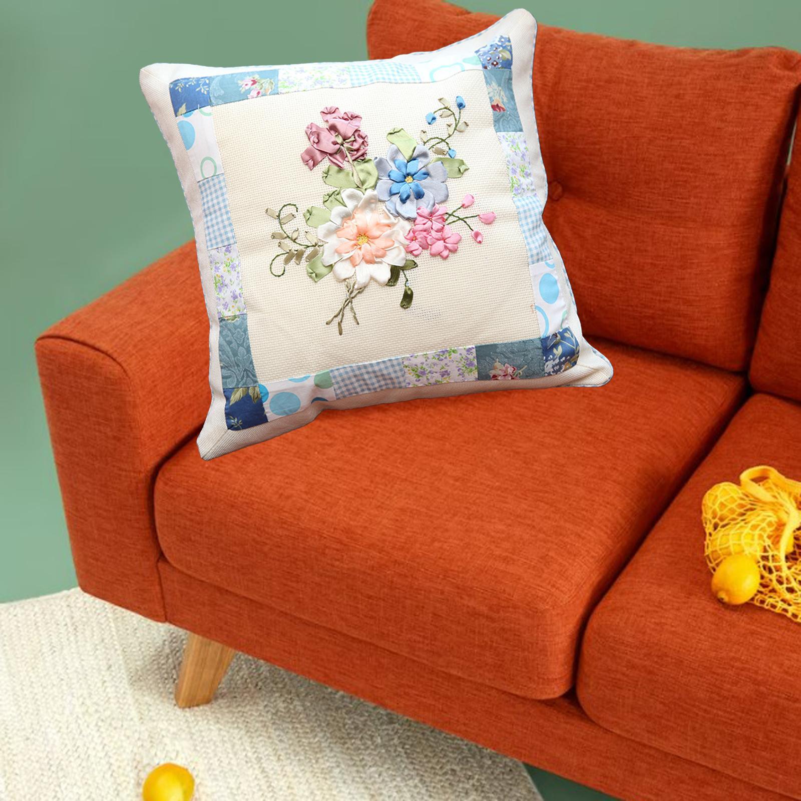 Embroidery Pillow Covers Sewing Craft Floral Pattern for Wedding Bedroom