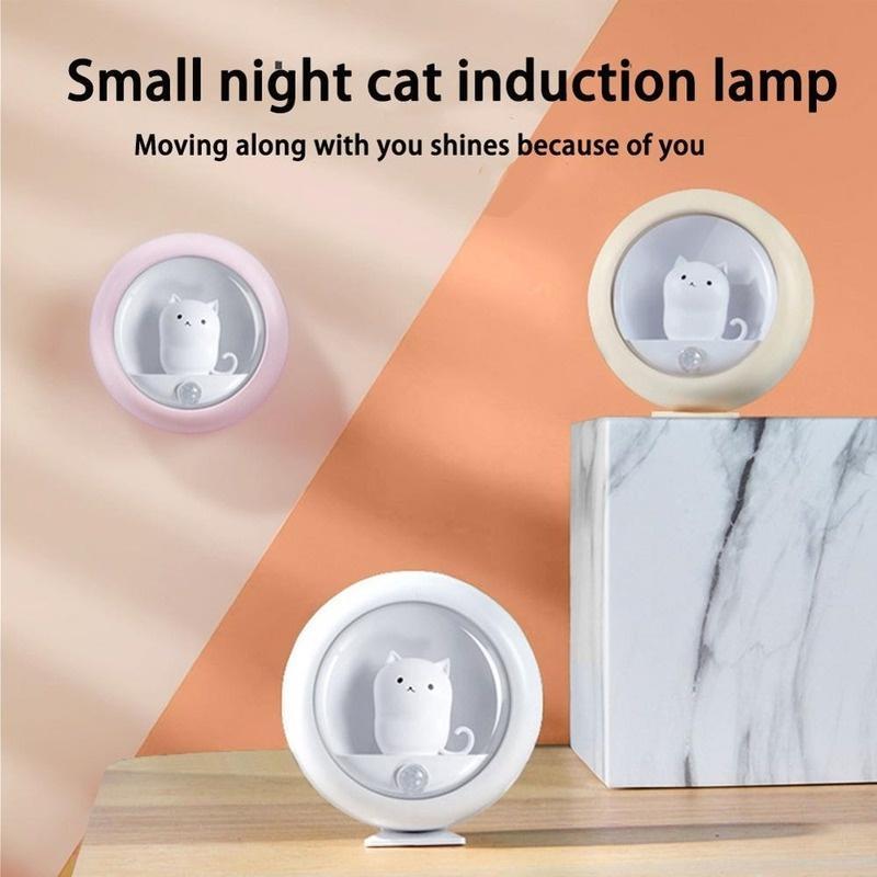 Đèn Led Tròn Cảm Biến Chuyển Động LUKEN Hình Mèo Kèm Sạc Usb Tiện Dụng