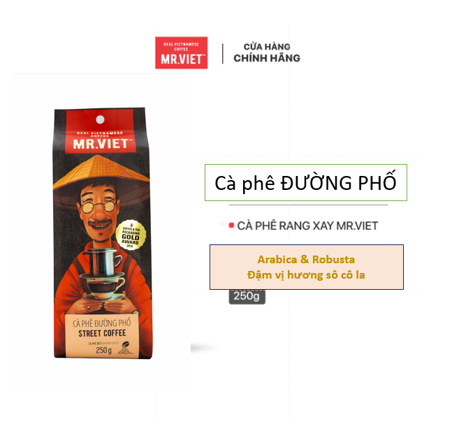 Mr.viet Cà Phê Đường Phố - Cà Phê Rang Xay Túi 250G