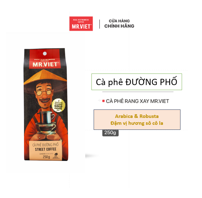 MR.VIET Cà Phê Đường Phố - Cà Phê Rang Xay Túi 250g