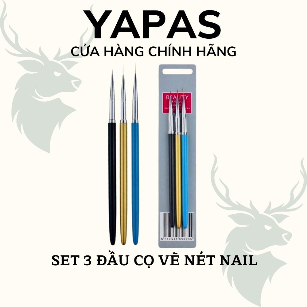 Bộ cọ vẽ nét beauty 3 đầu 6mm 8mm 11mm ngắn dài khác nhau chuyên dụng vẽ nail