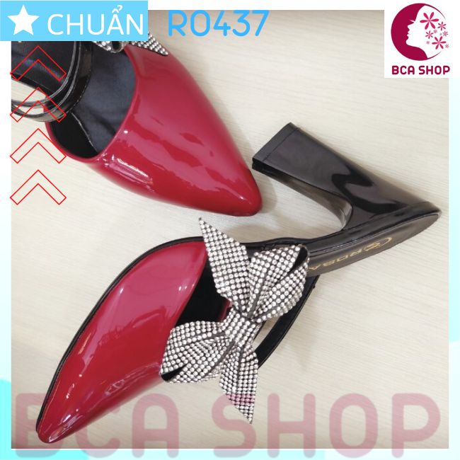Giày cao gót nữ 7p RO437 ROSATA tại BCASHOP gắn nơ nhiều kim cương nhỏ lấp lánh - màu đỏ đô