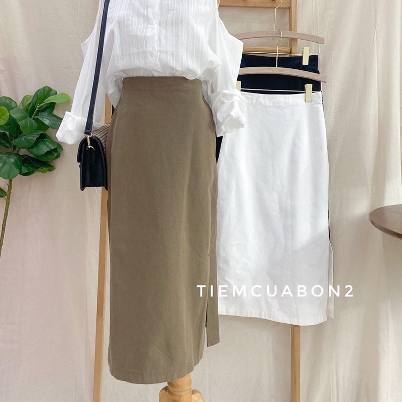 Chân váy kaki thô
