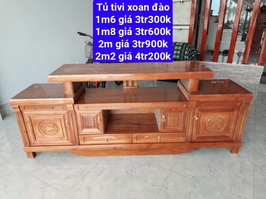 Tủ tivi-Kệ Tivi Gỗ Xoan Đào 2 Tầng Dài Đẹp mẫu mới siêu đẹp