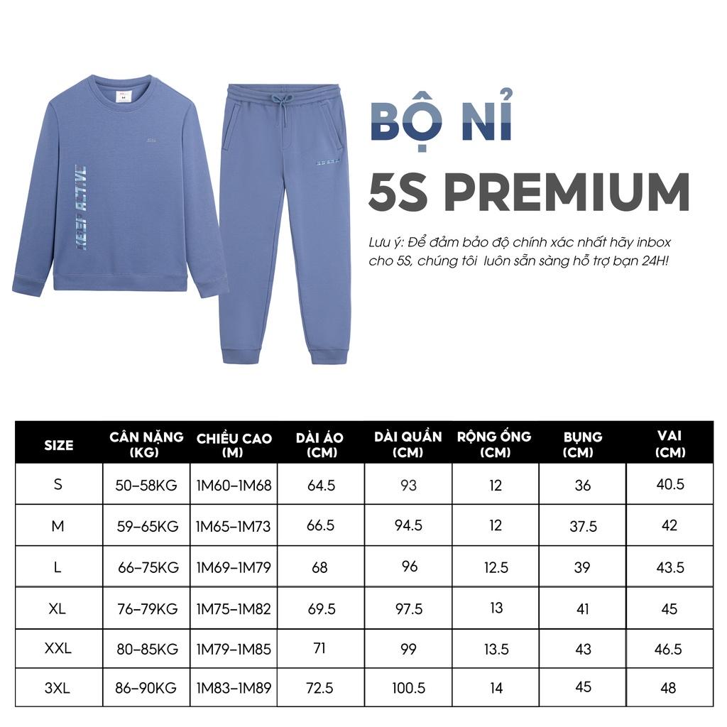 Bộ Quần Áo Nỉ Nam 5S, Chất Cotton USA Dày Dặn,Thiết Kế In Chữ Phối Đa Màu Cao Cấp
