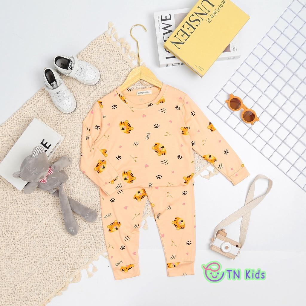 Bộ dài tay thun lạnh in Hổ Minky Mom mềm mịn mát cho bé trai bé gái từ 7-26kg - HÀNG LOẠI 1