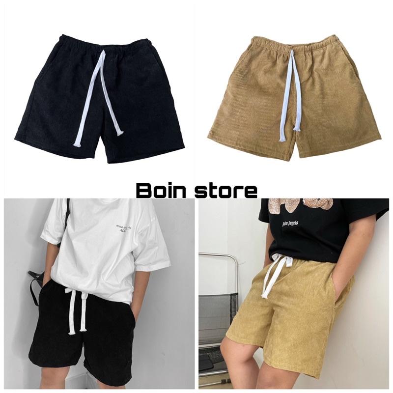 Quần short nhung tăm cao cấp Boin Unisex có 2 màu đen nâu cho cả nam và nữ _ Hình thật có clip