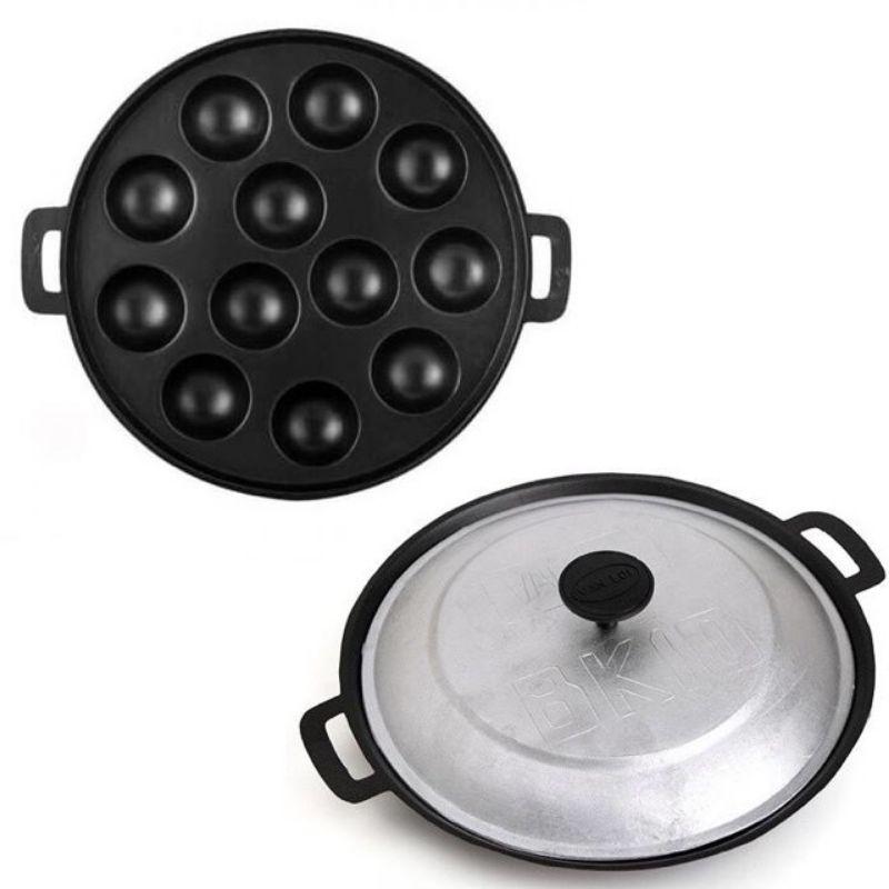 Khuôn bánh khọt 12 lỗ chống dính tặng cọ quét dầu