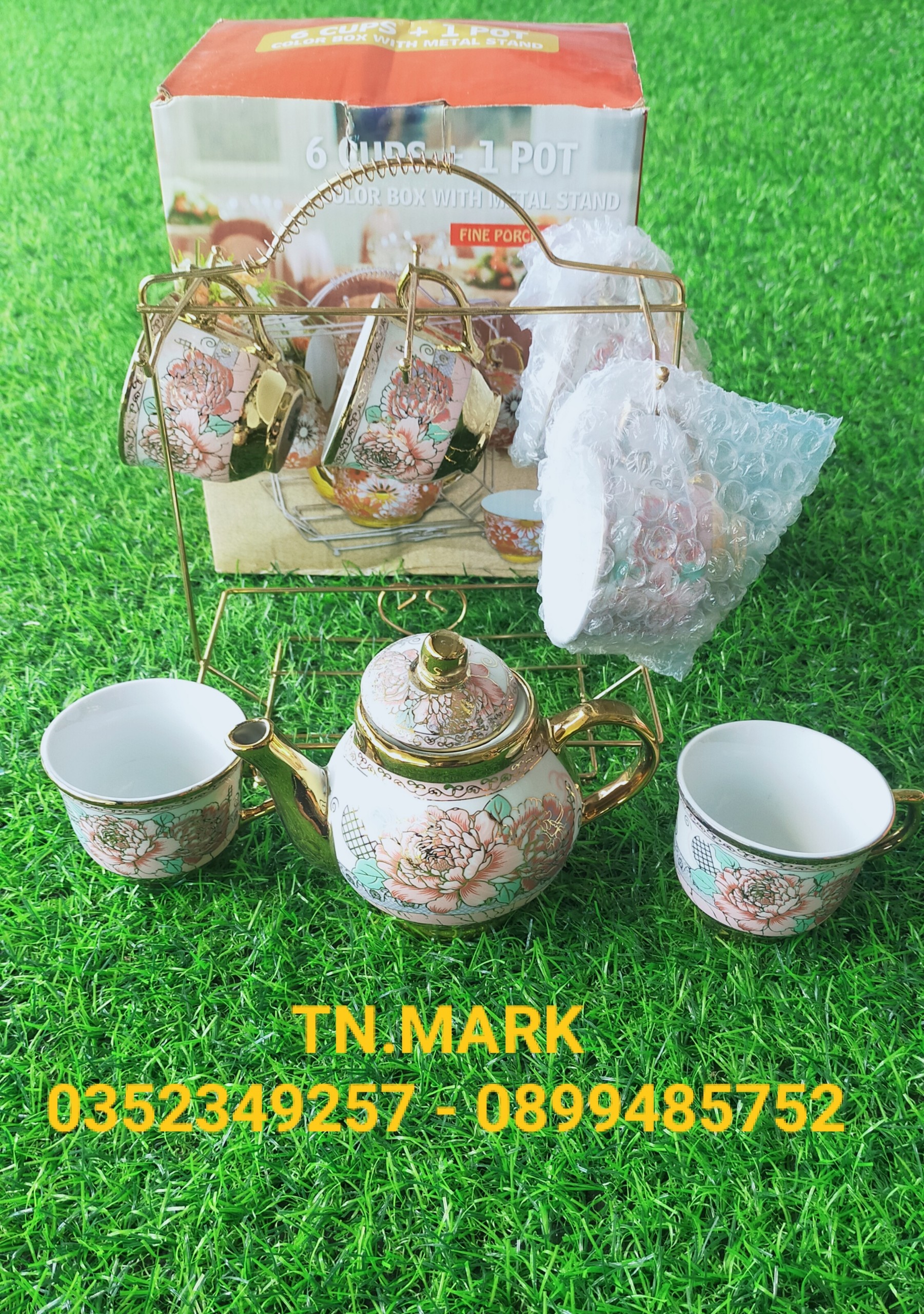 Bộ Ấm Trà Hoa Hồng Có Kệ