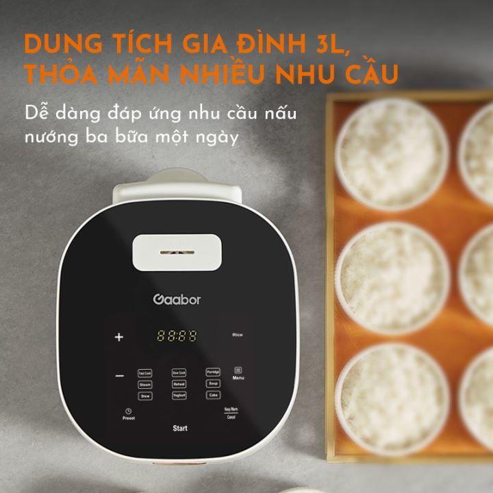 Nồi cơm điện thông minh GAABOR GR-S30B dung tích lớn 3L (lòng nồi 1.2L) - 500W - Hàng chính hãng