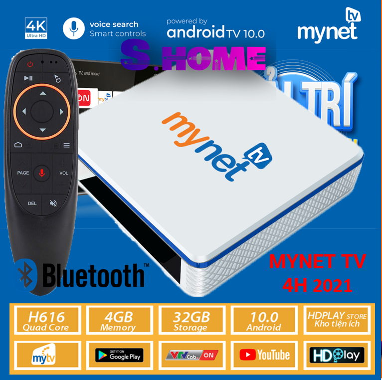 Android Box Mytv net Phiên bản Ram 2G/16G 4G/32G có điều khiển giọng nói - Xem 200 Kênh truyền hình miễn phí - Hàng Chính Hãng