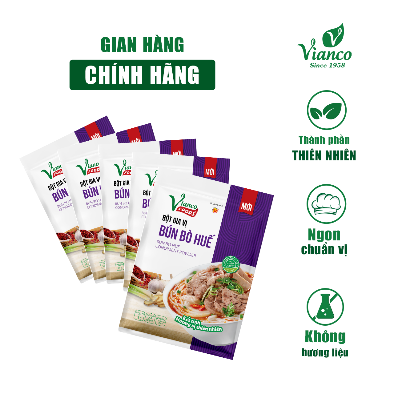 Combo 5 gói Bột Gia Vị Bún Bò Huế Việt Ấn 18gr (18gr/gói)
