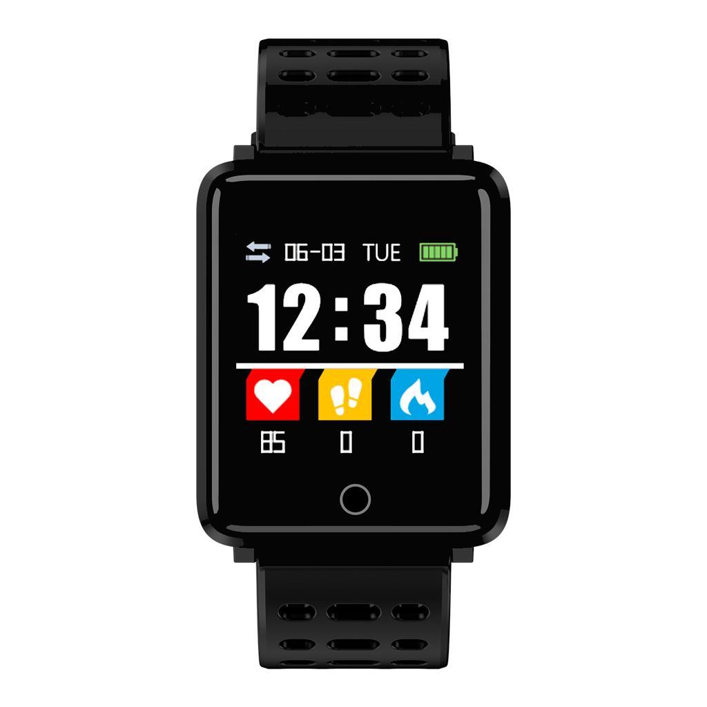 F3 Sports Smartwatch Alarm Clock 180mAh Bracelet Men Women Pedometer Black
