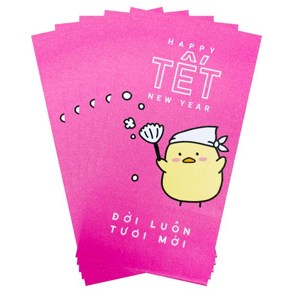 Bộ 5 Bao Lì Xì Tết Bính Ngọ 2026 - Futurebook L388 - Đời Luôn Tươi Mới - Màu Hồng